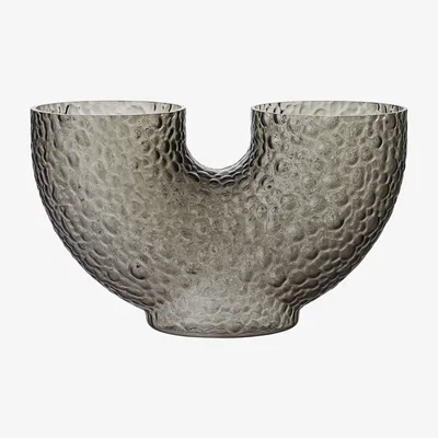 Made in Design Arura Small Vase - / Textured glass - L 34 x H 19 cm by AYTM Grey
