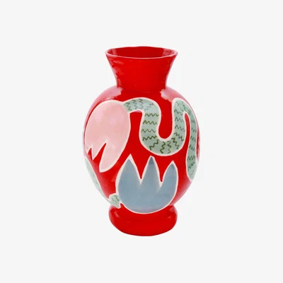 Made in Design Tulip Vase ceramic red / Ø 18 x H 28 cm - Hand-painted - LAETITIA ROUGET