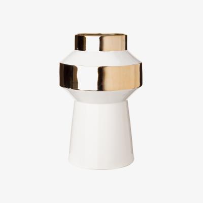 Made in Design Object Medium Vase - / Ø 24.5 x H 38 cm - Porcelain by Pols Potten White/Gold