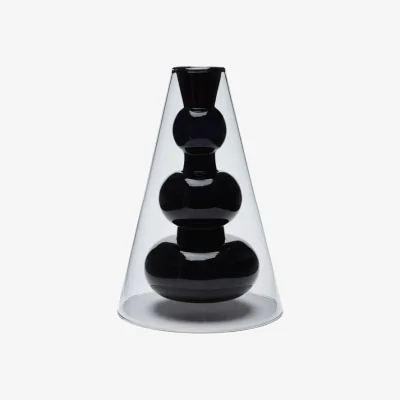 Made in Design Bump Cone Vase glass black / Ø 15 x H 22 cm - Blown glass - Tom Dixon