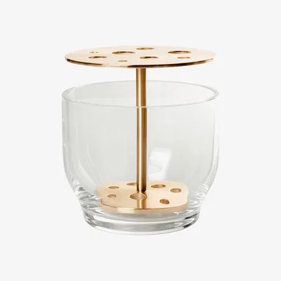 Made in Design Ikebana Small Vase - Glass & brass - H 13 cm by Fritz Hansen Gold