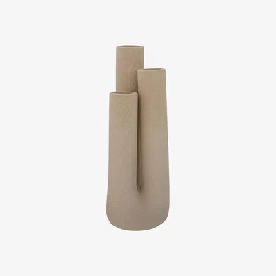 Made in Design Luka Deco Vase - / Ceramic - Ø 12 x H 33.5 cm by Bloomingville Beige