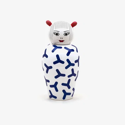 Made in Design Canopie Zoé Vase - / with lid by Seletti White/Blue