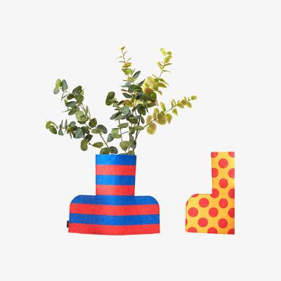 Made in Design Flower Power Large Vase cover - / H 35 cm - Felt by Sancal Blue/Yellow/Red/Multicoloured