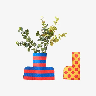 Made in Design Flower Power Large Vase cover - / H 35 cm - Felt by Sancal Blue/Yellow/Red/Multicoloured