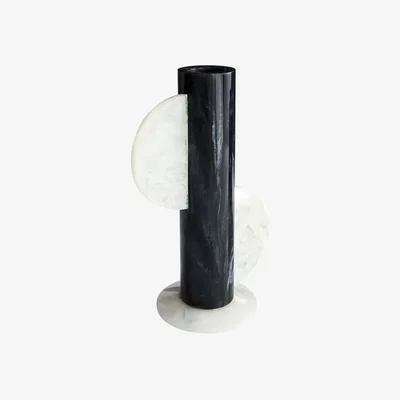 Made in Design Como Bud vase plastic material black / H 30.5 cm - Marble effect - Jonathan Adler