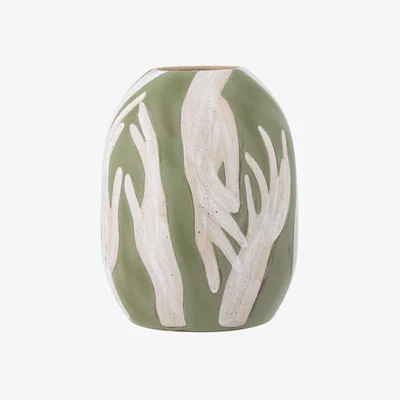 Made in Design Adalena Vase ceramic green / Ø 23.5 x H 30.5 cm - Hand-painted - Bloomingville