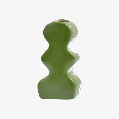 Made in Design Clay Vase ceramic green / L 6.5 x H 14.5 cm - & klevering