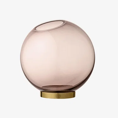 Made in Design Globe Large Vase - / Ø 21 cm - Glass & brass by AYTM Pink