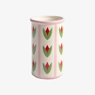 Made in Design Patch Tulip Vase ceramic pink / Ø 11.5 x H 19.5 cm - Hand-painted - & klevering