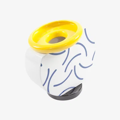 Made in Design Cucumber Vase by Memphis Milano White/Blue/Yellow
