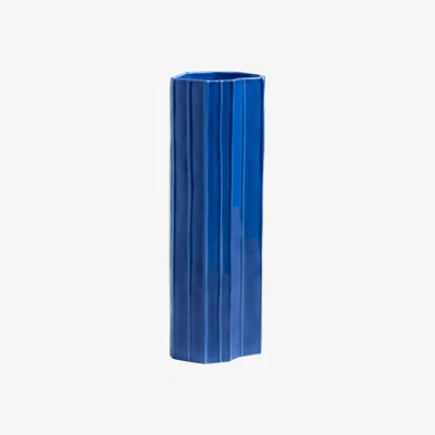 Made in Design Brutal Vase ceramic blue / 12.5 x 11.5 x H 34.5 cm - Ceramic - & klevering