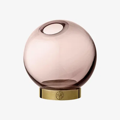Made in Design Globe Small Vase - / Ø 10 cm - Glass & brass by AYTM Pink