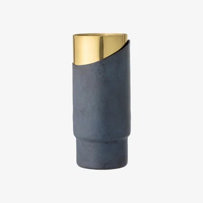 Made in Design Vase - / Metal - H 23 cm by Bloomingville Blue/Gold/Metal
