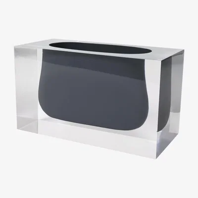 Made in Design Bel Air Gorge Vase - / Acrylic - Rectangle H 12 cm by Jonathan Adler Grey