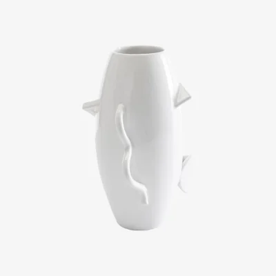 Made in Design Dealbata 9550 Vase ceramic white / Alessandro Mendini, 1986 - Ø 18 x H 26.5 cm - Zanotta