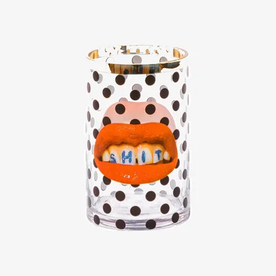 Made in Design Vase Toiletpaper - Shit glass / Small - Ø 9 x H 14 cm / 24K gold detail - Seletti