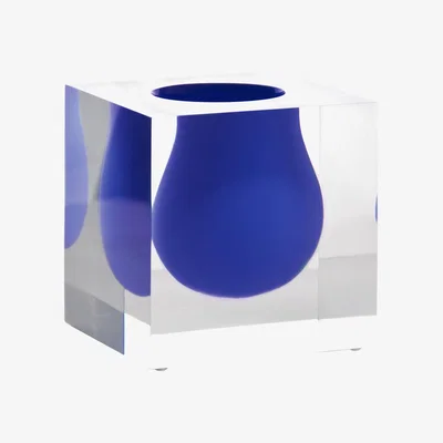 Made in Design Bel Air Mini Scoop Vase - / Acrylic - Square W 10 cm by Jonathan Adler Blue