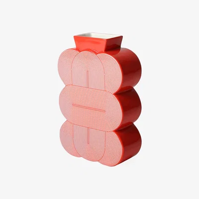 Made in Design Pompidou Medium Vase - / Porcelain - H 23 cm by Jonathan Adler Red