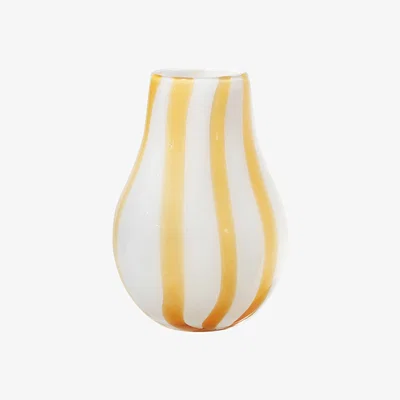 Made in Design Ada Stripe Vase glass yellow / Ø 15.5 x H 22.5 cm - Mouth-blown - BROSTE COPENHAGEN