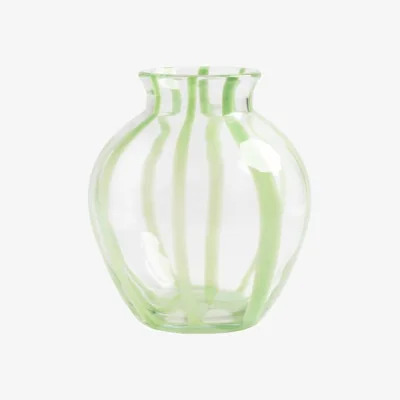 Made in Design Yogu Stripe Vase glass green / Ø 20 x H 23.5 cm - & klevering