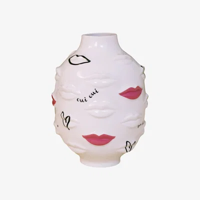 Made in Design Muse Round Gala Vase - / 20 years of MID limited edition by Jonathan Adler White/Pink