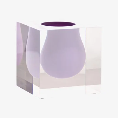 Made in Design Bel Air Mini Scoop Vase - / Acrylic - Square W 10 cm by Jonathan Adler Purple