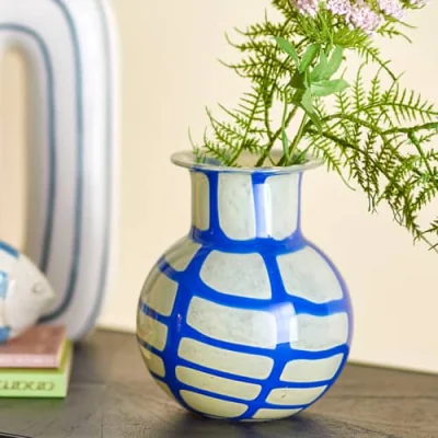 Made in Design Kiran Vase glass blue / Ø 16 x H 19 cm - Bloomingville