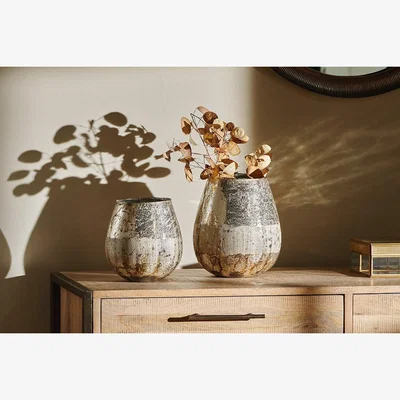 Nkuku Nkuku Babia Recycled Glass Vase | Vases & Planters | Antique Gold | Small