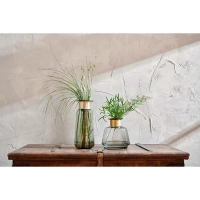 Nkuku Nkuku Miza Glass Vase | Vases & Planters | Grey | Small 20.5 x 19 cm (Diameter)