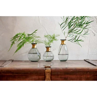 Nkuku Nkuku Miza Mini Glass Vase | Vases & Planters | Grey | Medium 14 x 11 cm (Diameter)
