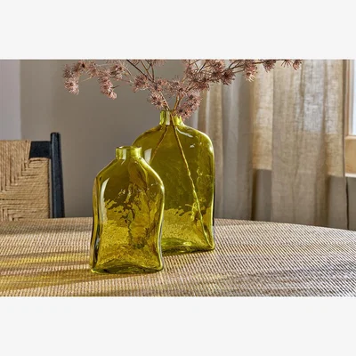Nkuku Nkuku Ellam Recycled Glass Bottle Vase | Vases & Planters | Olive Green | Large