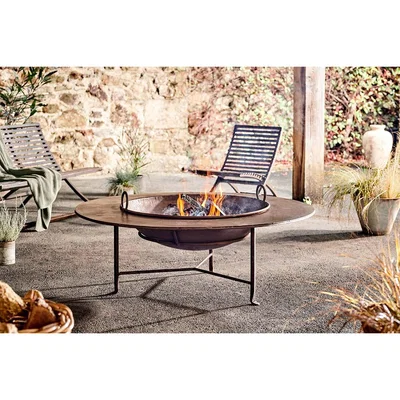 Nkuku Nkuku Halali Fire Pit Kadai With Surround | Furniture | Rust