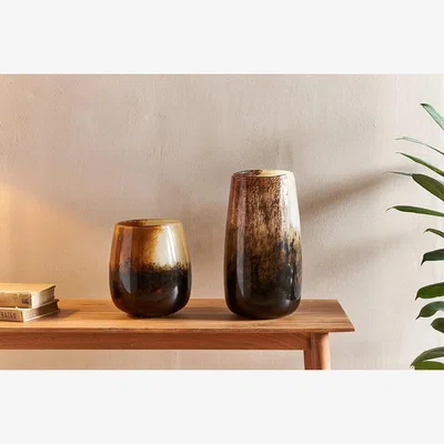 Nkuku Nkuku Ariyah Multi Tone Glass Vase | Vases & Planters | Mix Brown/White | Large