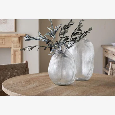 Nkuku nkuku Linsy Ribbed Glass Vase | Vases & Planters | Clear | Large