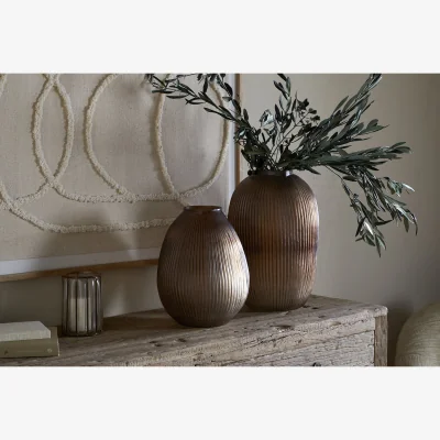 Nkuku nkuku Linsy Ribbed Glass Vase | Vases & Planters | Smoke Brown | Large