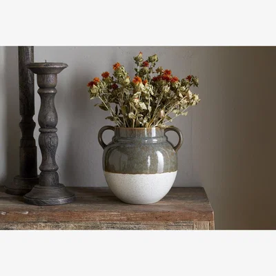 Nkuku nkuku Inha Reactive Glaze Vase | Vases & Planters | Dark Olive/Natural