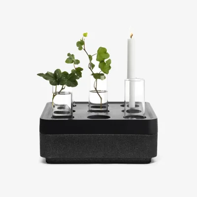 Nordic Nest Born In Sweden Stumpastaken Small gift set Black. corkbowl black. 4-pack vases. matches