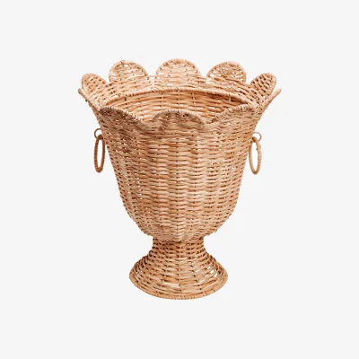 Nordic Nest Pick a Poppy Scallop Rattan vase Natural 30x31 cm