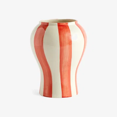 Nordic Nest HAY Sobremesa stripe vase S 22 cm Red