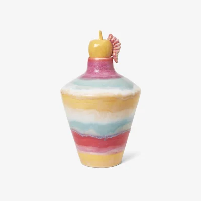 Nordic Nest Kähler Poppery vase with apple 32 cm Pink-mint-yellow
