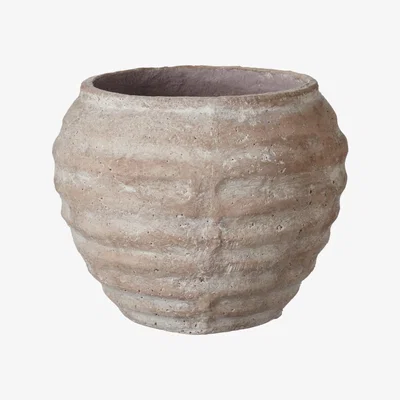 OKA OKA, Small Decardi Ribbed Vase - Grey, Vases, Paper Mache