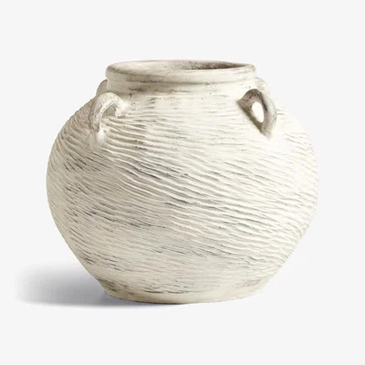 OKA OKA, Round Chasca Planter - Brushed White, Vases, Ceramic