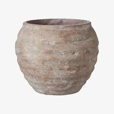 OKA OKA, Large Decardi Ribbed Vase - Grey, Vases, Paper Mache