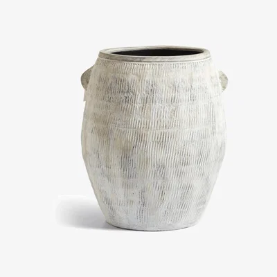 OKA OKA, Tall Chasca Planter - Brushed White, Vases, Terracotta