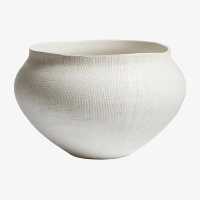 OKA Perry Textured Vase - White