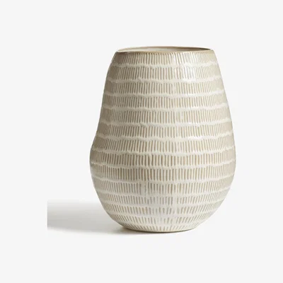 OKA OKA, Medium Kinzig Textured Vase - Taupe, Vases, Stoneware