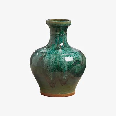 OKA Wide Green Vase - Antique Green