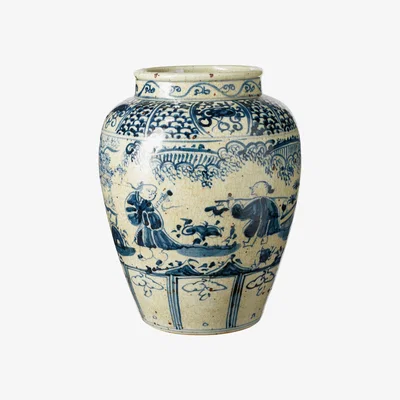 OKA Lvliang Jar - White/Blue