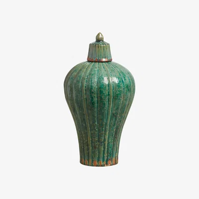OKA Lidded Meiping Vase - Antique Green